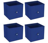 Urbn-Living Urbnliving 27Cm Height Royal Blue 4 Pcs Foldable Woven Fabric Storage Cube Box Drawer Insert Organiser Basket With Handle