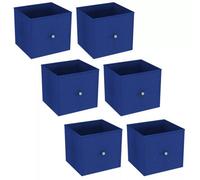 Urbn-Living Urbnliving 27Cm Height Royal Blue 6 Pcs Foldable Woven Fabric Storage Cube Box Drawer Insert Organiser Basket With Handle
