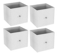 Urbn-Living Urbnliving 27Cm Height White 4 Pcs Foldable Woven Fabric Storage Cube Box Drawer Insert Organiser Basket With Handle