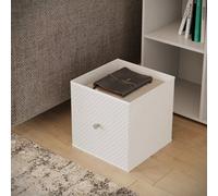 Urbn-Living Urbnliving 27Cm Height White Foldable Woven Fabric Storage Cube Box Drawer Insert Organiser Basket With Handle