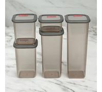 URBNLIVING 5 Pcs Stackable Design Airtight Food Storage Container Set with Lid - Reusable & Ideal for Kitchen Food Organiser, Freshness Preservation & Versatile Storage Solutions, BPA-Free