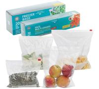 Urbn-Living Urbnliving 28Cm Width 60Pcs Mixed Set Multi Use Plastic Food Saver Freezer Vacuum Roll Sealer Storage Bags, 1L/1.3L/3L