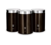 Urbn-Living Urbnliving 3 Pc Stainless Steel Cannister Set Coffee Tea Sugar Container Jars Airtight Lid (Shiny Black)