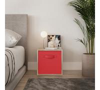 Urbn-Living Urbnliving 30Cm Height Antique Oak Wooden Shelves Cubes Storage Units With Red Drawer Insert