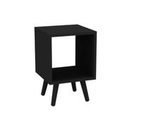 Urbn-Living Urbnliving 30Cm Height Cube Black Wooden Storage Cube Bookcase Scandinavian Style Black Legs Living Room Bedroom