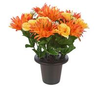Urbn-Living Urbnliving 30Cm Height Gerbera & Rose Orange & Lemon Mix Assorted Style Mini Flowerpots In Black Planter