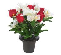 Urbn-Living Urbnliving 30Cm Height Red & Cream Assorted Style Mini Flowerpots In Black Planter