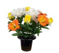Urbn-Living Urbnliving 30Cm Height Rose Mix Orange & Yellow Assorted Style Mini Flowerpots In Black Planter