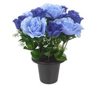 Urbn-Living Urbnliving 30Cm Height Rosebud Dark & Light Blue Mix Assorted Style Mini Flowerpots In Black Planter