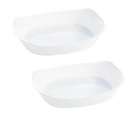 Urbn-Living Urbnliving 30Cm Width White Opal Glass Rectangular Serving Dish Set Of 2