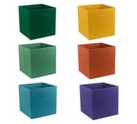 URBNLIVING 6 Pcs Foldable Fabric Cube Storage Boxes Collapsible Folding Box Fabric Cubes Organisers for Kids Playroom Toys Magazines Nursery Items Clothes Art & Craft Supplies