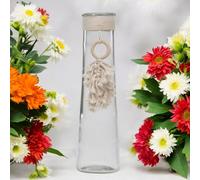 URBNLIVING 32cm Boho Clear Glass Vase with Macrame Tassel - Decorative Flower Vase, Centrepiece & Gift for Home Decor
