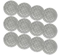 Urbn-Living Urbnliving 33Cm Depth 12 Pcs Charger Table Plates Set Silver 3D Box Weave Design