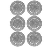 Urbn-Living Urbnliving 33Cm Depth 6 Pcs Charger Table Plates Set Silver 3D Box Pyramid Design