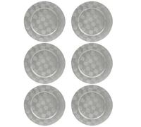 Urbn-Living Urbnliving 33Cm Depth 6 Pcs Charger Table Plates Set Silver 3D Box Weave Design