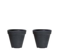 Urbn-Living Urbnliving 400mm Width 2Pcs Round Plastic Anthracite Plant Pot Flower Planter Garden Indoor Outdoor Gro Stone Clay Look
