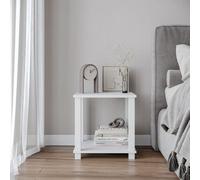Urbn-Living Urbnliving 40Cm Height White 2 Tier S-Tube End Table Small Wood Bedside Nightstand With Storage Shelf