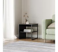 Urbn-Living Urbnliving 40Cm Height Wood & Steel Sofa Side Table Bedside Living Room Unit With Open Storage Shelf Grey Colour