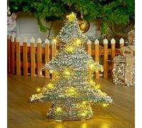 Urbn-Living Urbnliving 40Cm Pre Lit Artificial Christmas Tree Green & White Xmas Light Up Led Festive Decor