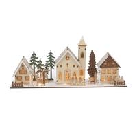 Urbn-Living Urbnliving 40Cm Width Assorted Christmas Scene Decoration With Light Warm White Leds Wooden Ornament Gift