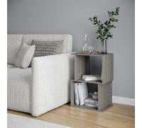 Urbn-Living Urbnliving 40Cm Width Cedar Grey 2-Tier Bookcase Irregular Storage Shelf Wooden Shelving Display Organiser Unit