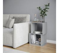 Urbn-Living Urbnliving 40Cm Width Grey 2-Tier Bookcase Irregular Storage Shelf Wooden Shelving Display Organiser Unit