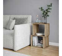 Urbn-Living Urbnliving 40Cm Width Oak 2-Tier Bookcase Irregular Storage Shelf Wooden Shelving Display Organiser Unit