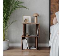 Urbn-Living Urbnliving 40Cm Width Rustic Brown 2-Tier Bookcase Irregular Storage Shelf Wooden Shelving Display Organiser Unit