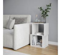 Urbn-Living Urbnliving 40Cm Width White 2-Tier Bookcase Irregular Storage Shelf Wooden Shelving Display Organiser Unit