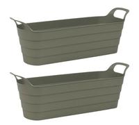 Urbn-Living Urbnliving 44Cm Width 2 Pcs Herb Pots With Handles Plastic Flexi Planter Green Flower Box Recycled Troughs