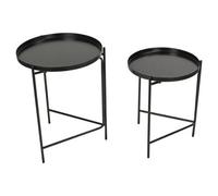 Urbn-Living Urbnliving 45Cm Height 2Pcs Round Stackable Nesting Coffee Sofa Modern Metal Black Table
