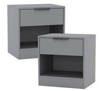Urbn-Living Urbnliving 45Cm Width 1-Drawer Bedside Grey Table Cabinet Nightstand Storage Shelf Bedroom Furniture Unit Set Of 2