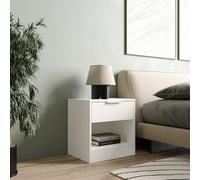 Urbn-Living Urbnliving 45Cm Width 1-Drawer Bedside White Table Cabinet Nightstand Storage Shelf Bedroom Furniture Unit