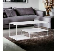 Urbn-Living Urbnliving 47Cm Height Modern Tiered Metal And Wood Coffee Table Coffee Sofa End Table Tv Stand Unit White