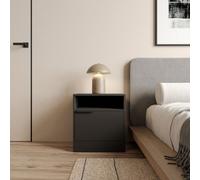 Urbn-Living Urbnliving 49.5Cm Height 1-Door Bedside Black Table Cabinet Nightstand Storage Shelf Unit Bedroom Furniture