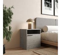 Urbn-Living Urbnliving 49.5Cm Height 1-Door Bedside Cedar Grey Table Cabinet Nightstand Storage Shelf Unit Bedroom Furniture