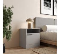 Urbn-Living Urbnliving 49.5Cm Height 1-Door Bedside Grey Table Cabinet Nightstand Storage Shelf Unit Bedroom Furniture