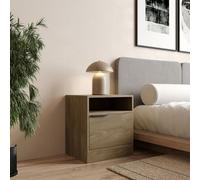 Urbn-Living Urbnliving 49.5Cm Height 1-Door Bedside Oak Table Cabinet Nightstand Storage Shelf Unit Bedroom Furniture