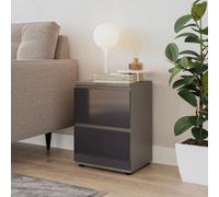 Urbn-Living Urbnliving 49Cm Height Glossy 2 Drawers Bedside Cabinet Chest Of Drawers With Smooth Metal Runner Grey & Grey