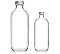 Urbn-Living Urbnliving 500Ml & 1.1L Reusable Clear Glass Water Bottle Set Of 2