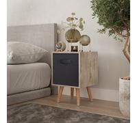 Urbn-Living Urbnliving 50Cm Height Black 1-Drawer Cube Antique Oak Shelving Unit With Scandinavian Beech Legs