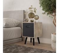 Urbn-Living Urbnliving 50Cm Height Black Drawer Cube Antique Oak Shelving Unit With Scandinavian Black Legs