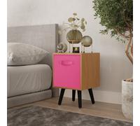 Urbn-Living Urbnliving 50Cm Height Dark Pink 1-Drawer Beech Cube Shelving Unit With Scandinavian Black Legs
