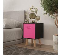 Urbn-Living Urbnliving 50Cm Height Dark Pink 1-Drawer Cube Black Shelving Unit With Scandinavian Beech Legs