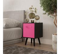 Urbn-Living Urbnliving 50Cm Height Dark Pink 1-Drawer Cube Black Shelving Unit With Scandinavian Black Legs