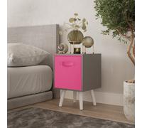 Urbn-Living Urbnliving 50Cm Height Dark Pink 1-Drawer Cube Grey Shelving Unit With Scandinavian White Legs