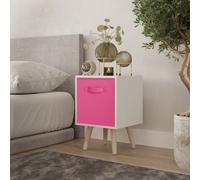 Urbn-Living Urbnliving 50Cm Height Dark Pink 1-Drawer White Cube Shelving Unit With Scandinavian Pine Legs