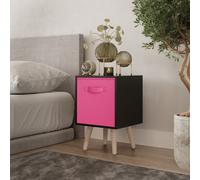 Urbn-Living Urbnliving 50Cm Height Dark Pink Drawer Cube Black Shelving Unit With Scandinavian Pine Legs