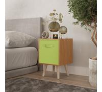 Urbn-Living Urbnliving 50Cm Height Green 1-Drawer Beech Cube Shelving Unit With Scandinavian Pine Legs