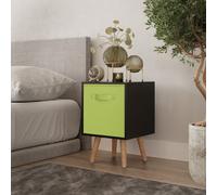 Urbn-Living Urbnliving 50Cm Height Green 1-Drawer Cube Black Shelving Unit With Scandinavian Beech Legs